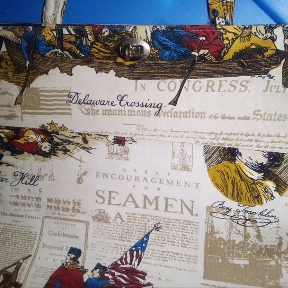 Handmade antique/vintage possibly silk Margaret Smith Patriotic bag - Picture 2 of 16